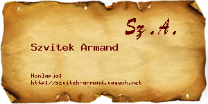 Szvitek Armand névjegykártya